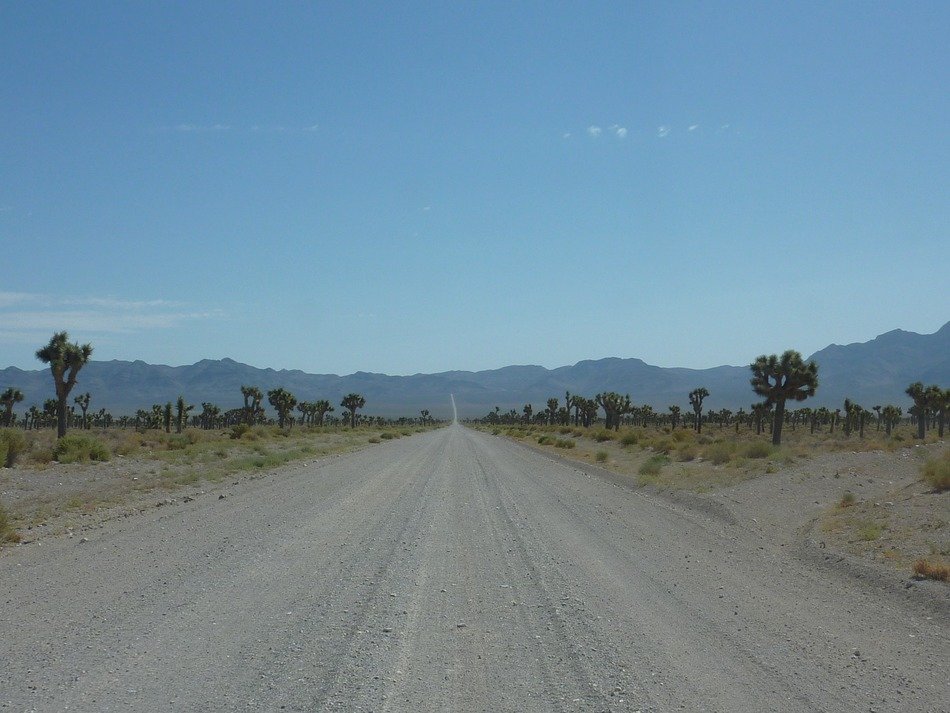wide dusty road in nevada