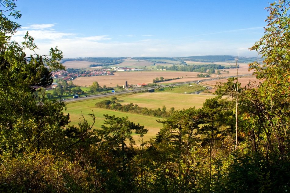 Remote view of the picturesque landscape of Thuringia in Germany