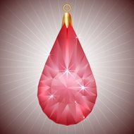 Vector precious red diamond pendant with gold setting