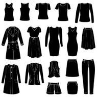 Fashion icons set Female cloth collection