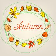 Autumn abstract background with circle from colorful leafs