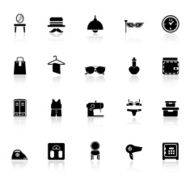 Dressing room icons with reflect on white background