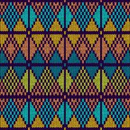 Style Seamless Knitted Pattern Blue Orange Yellow Color Illustra