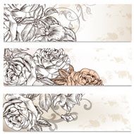 Floral business cards set with roses flowers for design