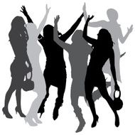 Vector silhouette of women N66