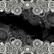 Abstract floral pattern with doodles and cucumbers N3