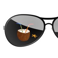 sunglass with coconut art vector illustration