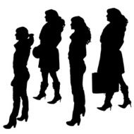 Vector silhouette of women N67