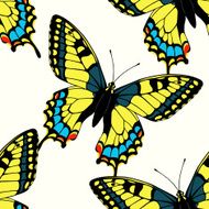 Seamless pattern with colorful machaon butterflies