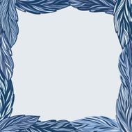 Vector frame with blue leaves