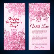 Vector Valentine&#039;s day lacy paper heart greeting card N3