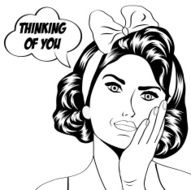 cute retro woman in comics style N27