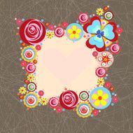 Flowers vector floral composition with place for text paint texture N3