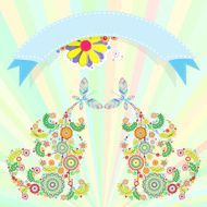 Flowers vector floral composition with butterfly