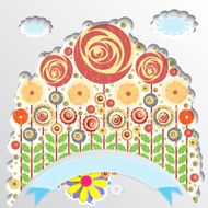 Flowers vector floral composition background with paint texture N3