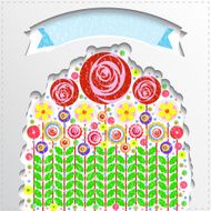 Flowers vector floral composition background with paint texture N5