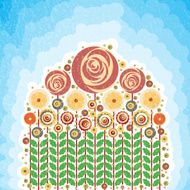 Flowers vector floral composition background with paint texture N6