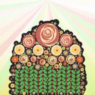 Flowers vector floral composition background with paint texture N7