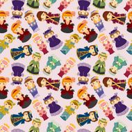 cartoon Medieval beautiful girls seamless pattern