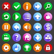 Flat and round game icons
