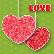 Vector Valentine&#039;s day lacy paper heart greeting card N6