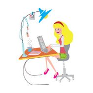 Girl working at the office with notebook N2