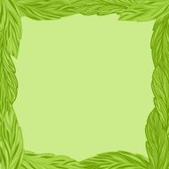 Green frame with tea leaves