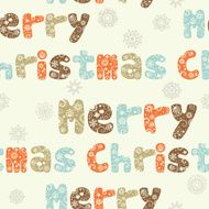 Merry Christmas seamless pattern ornate letters background and