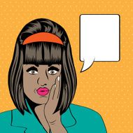 cute retro black woman in comics style