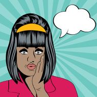 cute retro black woman in comics style N2