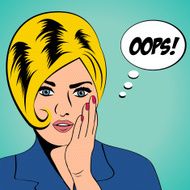 cute retro woman in comics style N36