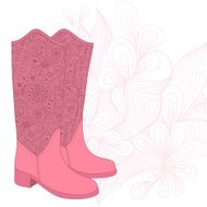 Vintage boots floral fabric Cowboy boot flowers ornament