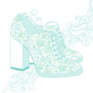 high-heeled vintage shoes with flowers fabric High heels back N2