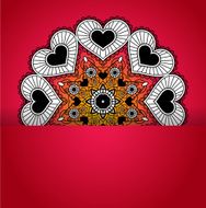 Card with round ornament from hearts