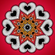 Card with round ornament from hearts N2