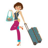 young woman with suitcase
