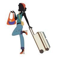 young woman with suitcase N13