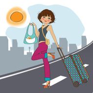young woman with suitcase N18