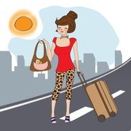 young woman with suitcase N19
