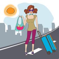 young woman with suitcase N20