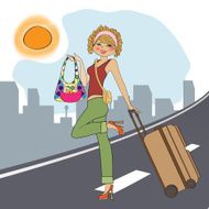 young woman with suitcase N22