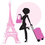 young woman with suitcase in Paris N2