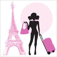 young woman with suitcase in Paris N3