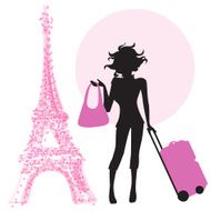 young woman with suitcase in Paris N5