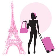 young woman with suitcase in Paris N7
