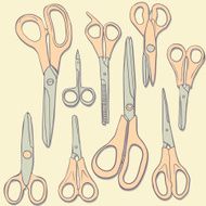set of different scissors