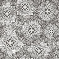 Monochrome seamless pattern with flowers