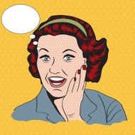 happy woman commercial retro clipart illustration