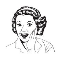 happy woman commercial retro clipart illustration N2