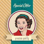 happy woman commercial retro clipart illustration N4